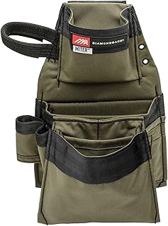 The Diamondback Miter Tool Pouch - Clip-On Tool Belt Pouch with 3 Pockets, 7 Slots, & 3 Loops- Lightweight - Durable Tool Pouch with Belt Clip 15.25