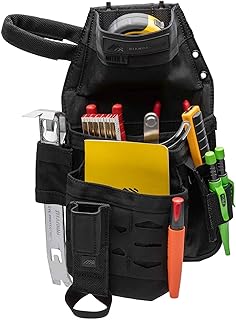 The Diamondback Miter X Pouch - Durable & Lightweight Carpenter Tool Belt Pouch - Tool Belt Accessory Includes 3 Pockets, 10 Slots & 2 Attachment Systems (16